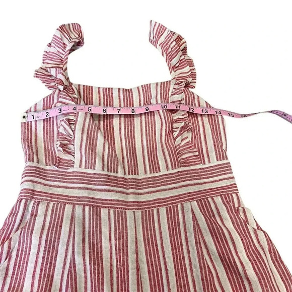 Lulus S Sleeveless Emilia Rae White and Red Striped Ruffle Culotte Jumpsuit - Picture 4 of 16